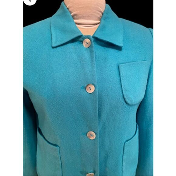 Winter Silks Silk blend Jacket Turquoise Blue Button Front Sz 8 - Picture 4 of 11